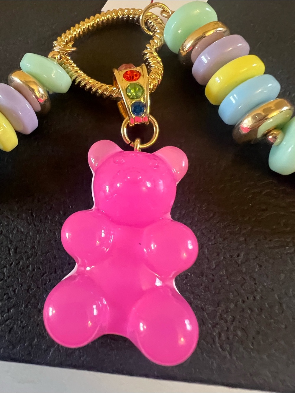 Betsey Johnson Pink Gummy Bear Charm Pastel Beaded Necklace - Picture 3 of 16